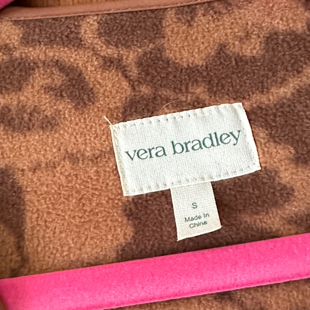 Vera Bradley Brown Teddy Fleece Jacket Cozy Faux Fur Size Small - Picture 2 of 6